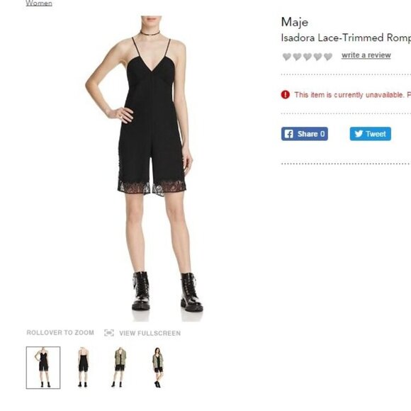 Maje Isadora Lace-Trimmed Romper Size 1 US XS - Picture 1 of 13